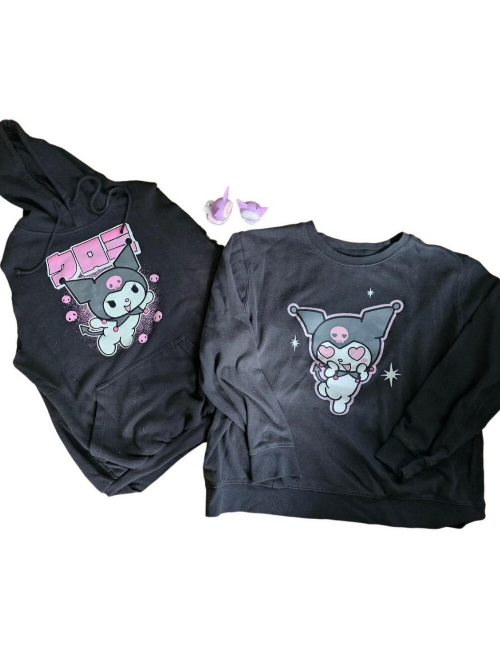 4pc Bundle Lot Sanrio Kuromi Xl Hoodie, Sweatshirt & 2 Miniso Kuromi Figure Toys View 2